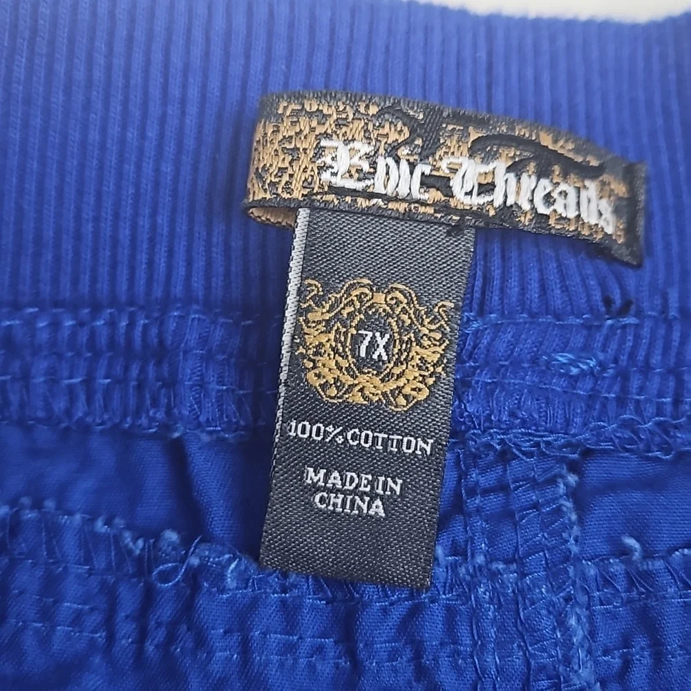 NEW Boys Royal Blue Cargo Casual Pull On Shorts Epic Threads from Macy's Size 7X